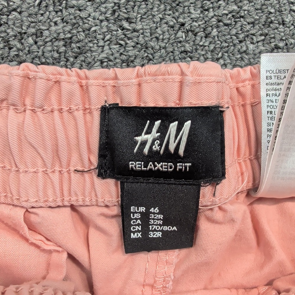 H&M Y2K Relaxed Fit Shorts 32R Peach Pink Cotton Blend‎ Casual Summer Preppy - Picture 2 of 8